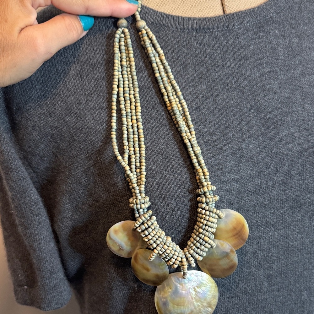 Shell Beaded Statement Necklace - image 7